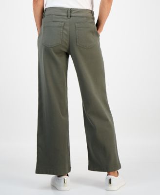 Petite Mid-Rise Dobby Twill Wide-Leg Pants, Exclusively at Macy's