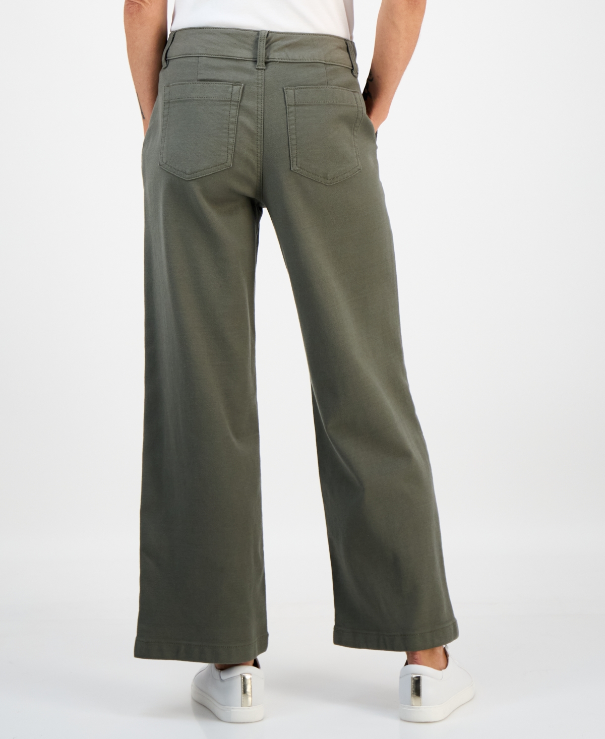 Style & Co Petite Mid-rise Dobby Twill Wide-leg Pants, Exclusively At Macy's In Gray