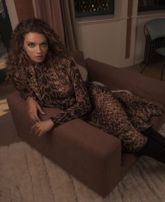 Women's Jacquard Animal-Print Fit & Flare Dress