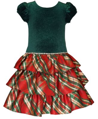 Girls' 7-16 Short Sleeve Tiered Plaid Dress