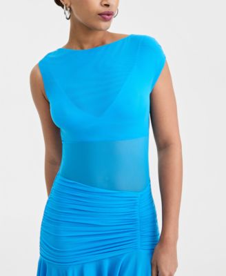 Women's Asymmetric Mesh Mini Dress, Macy's Exclusive
