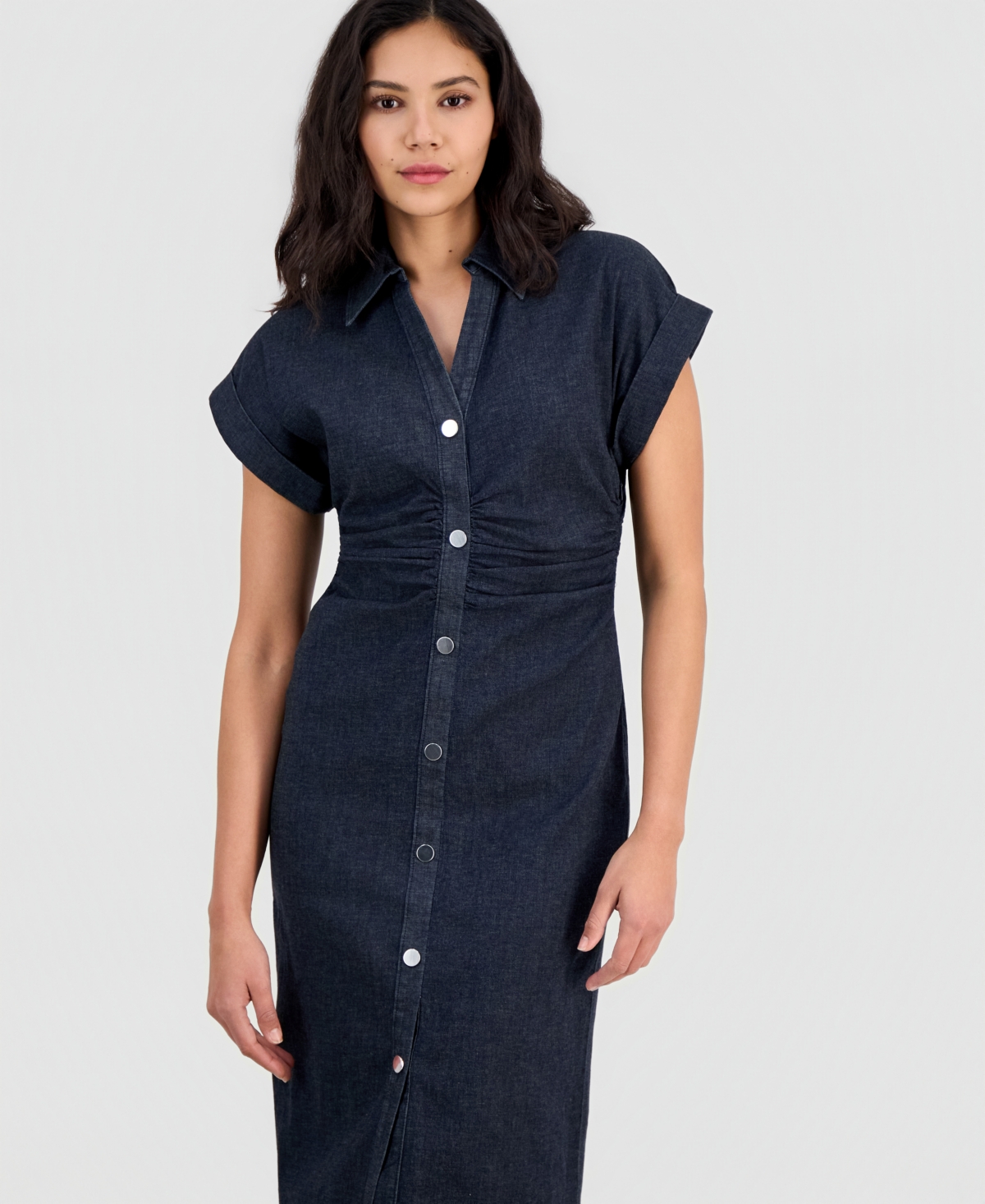 Anne Klein Women's Collared Button-Front Midi Dress