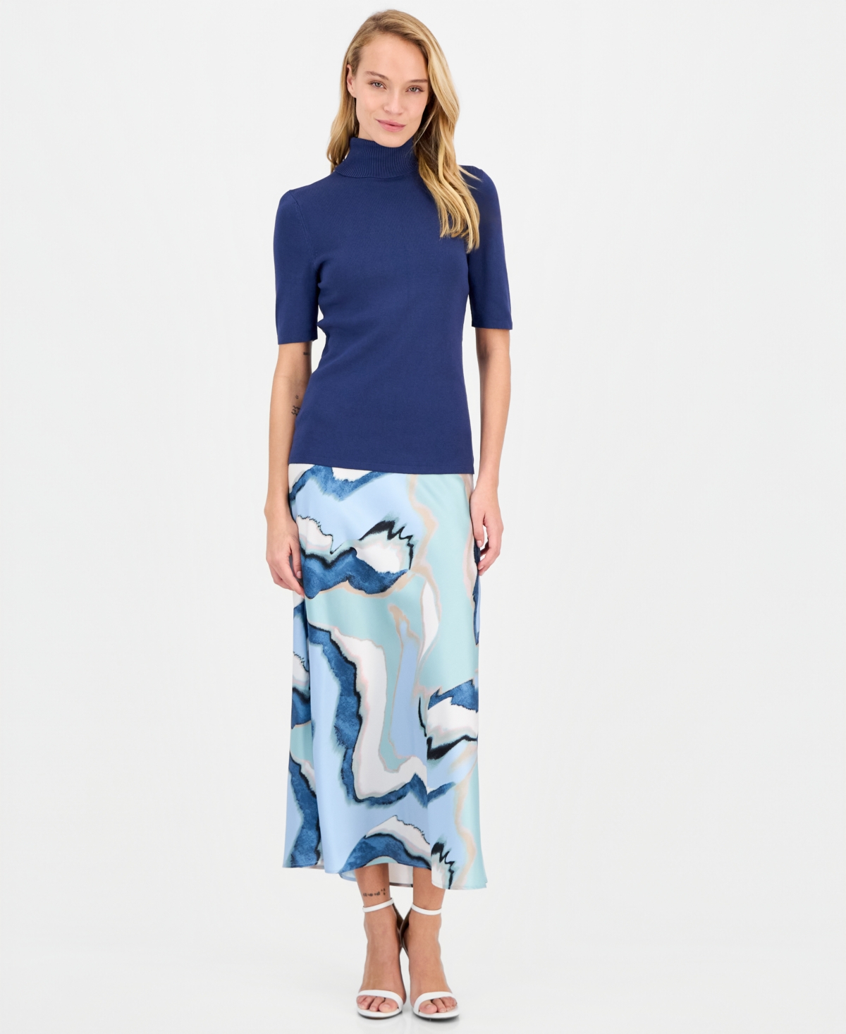 Anne Klein Women's Half-Sleeve Turtleneck Sweater