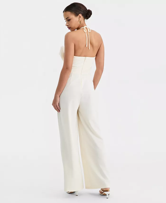 Women's Rosette Halter Neck Wide-Leg Jumpsuit - thumbnail 5