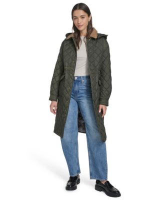 Women's Regular Diamond Quilted Cinch Waist Coat