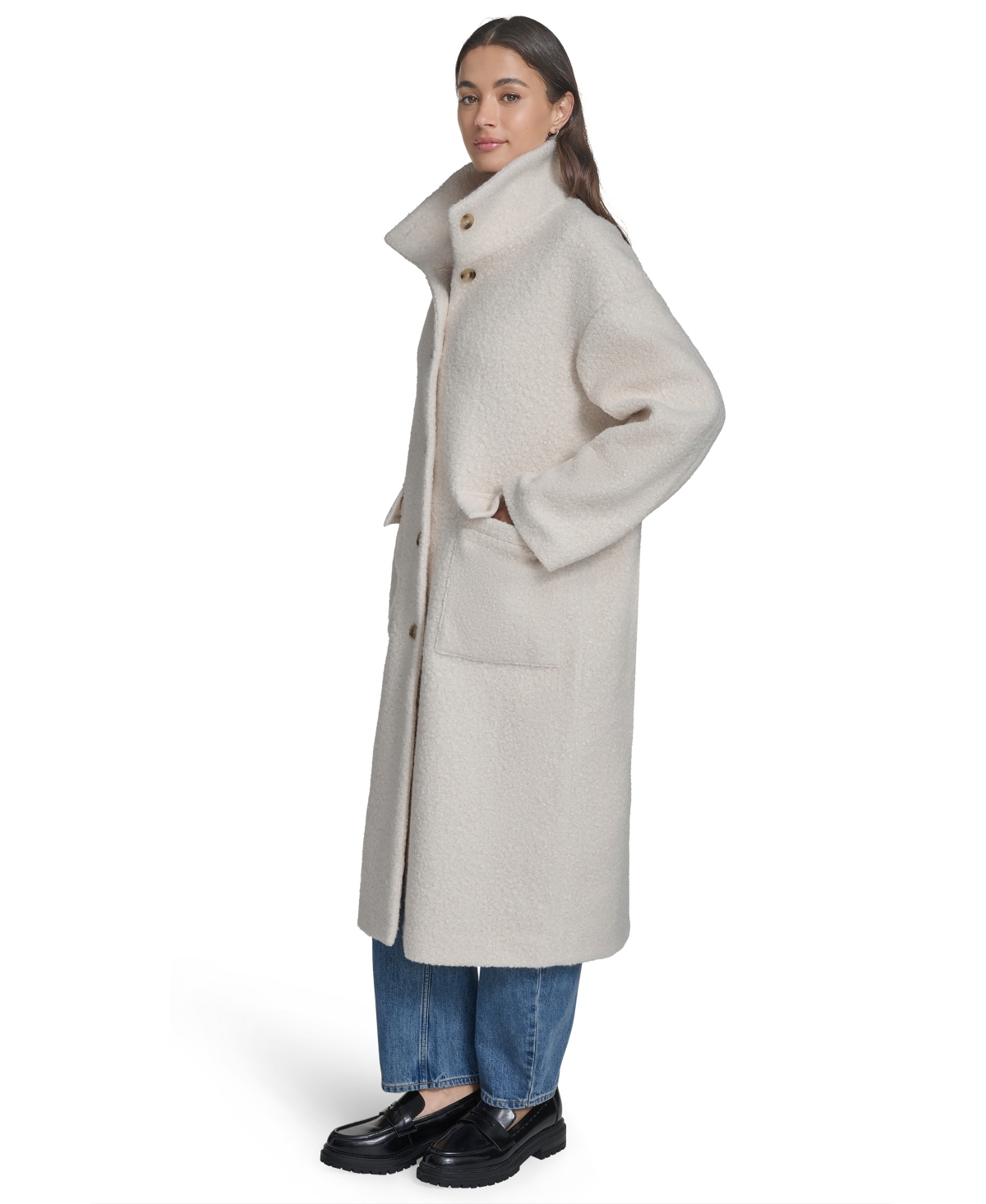 Levi's Women's Regular Boucle Stand Collar Car Coat In White