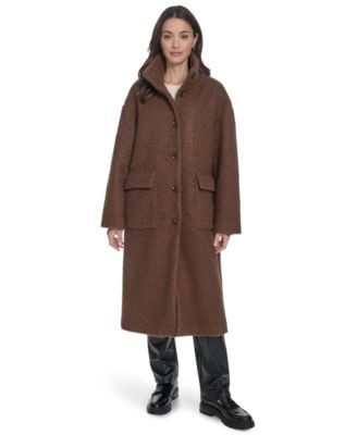 Women's Regular Boucle Stand Collar Car Coat