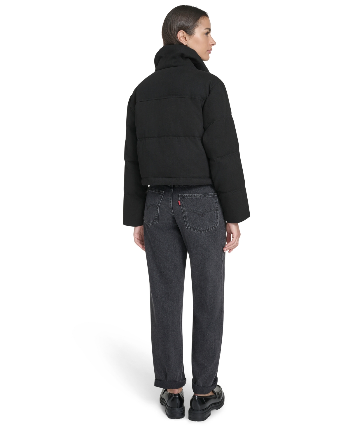 Levi's Women's Regular Cropped Cotton Puffer Jacket In Black