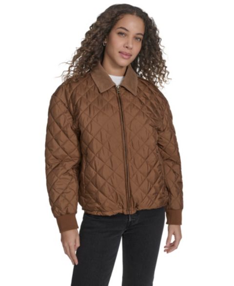 Женские куртки Levi's Women's Diamond Quilted Bomber with Corduroy Collar