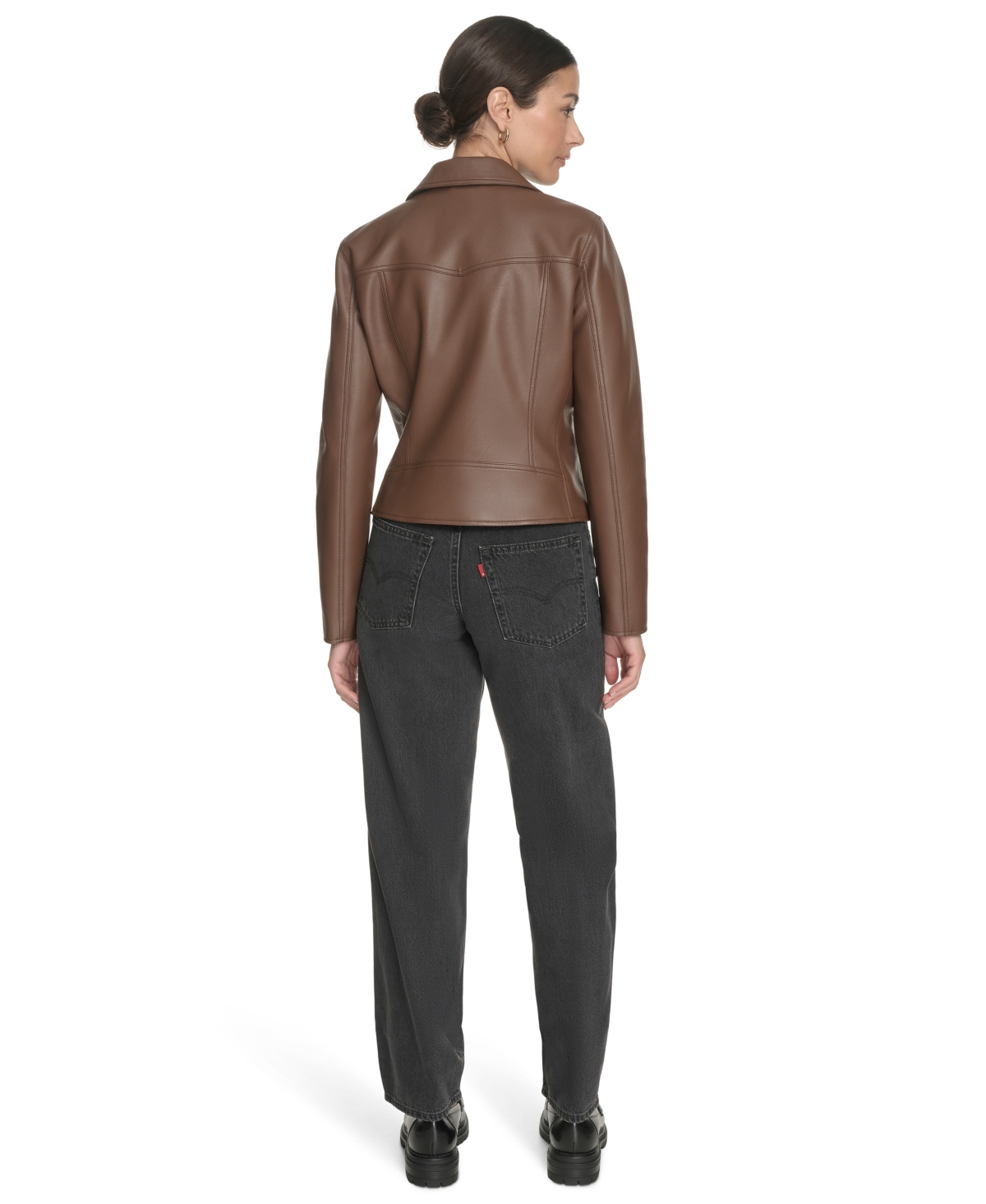 Levi's Women's Faux-leather Asymmetric-zip Moto Jacket In Brown