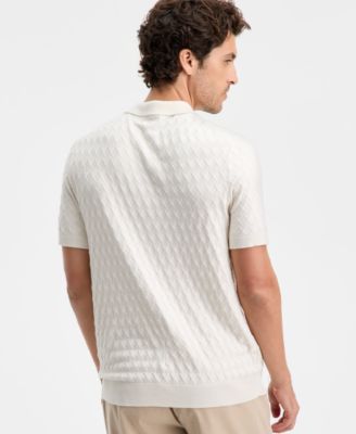 Men's Short-Sleeve Diamond Zip Polo Sweater, Macy's Exclusive
