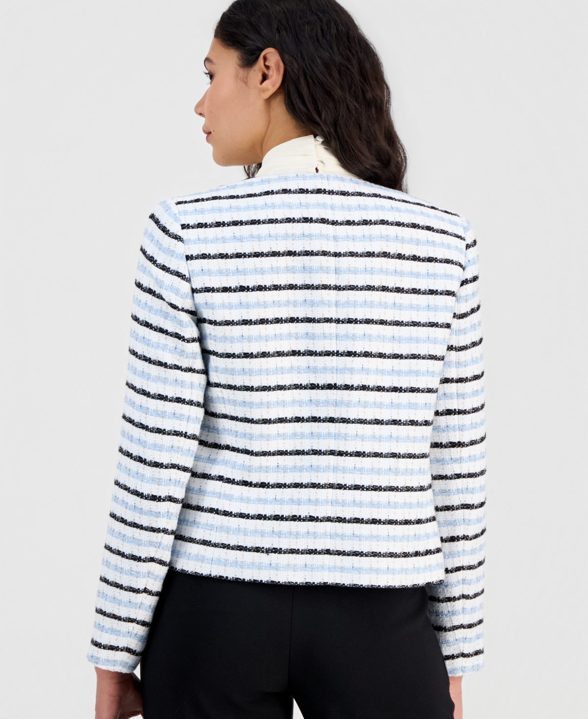 Anne Klein Women's Tweed Kissing-Front Cropped Jacket