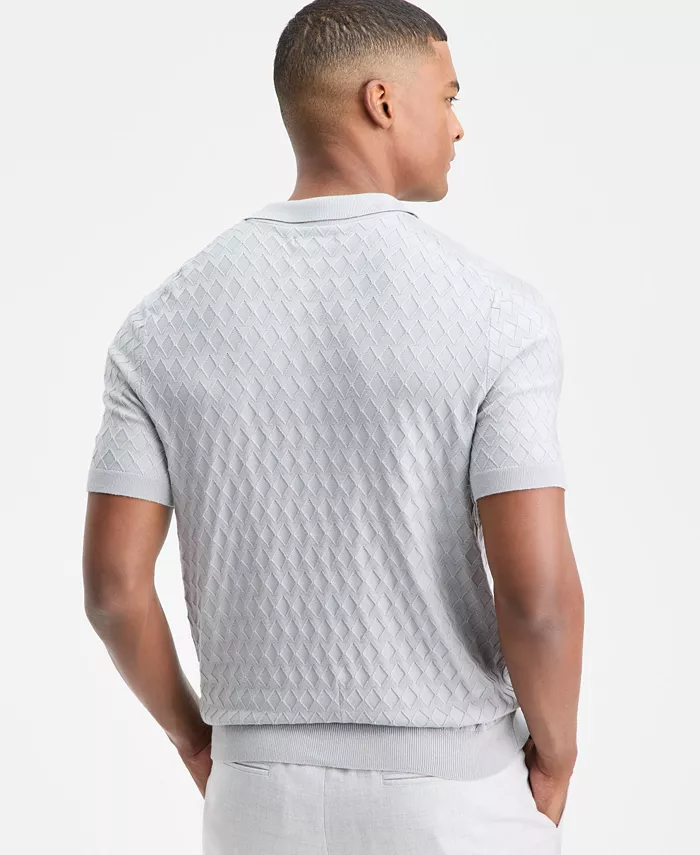 Men's Short-Sleeve Diamond Zip Polo Sweater - thumbnail 3