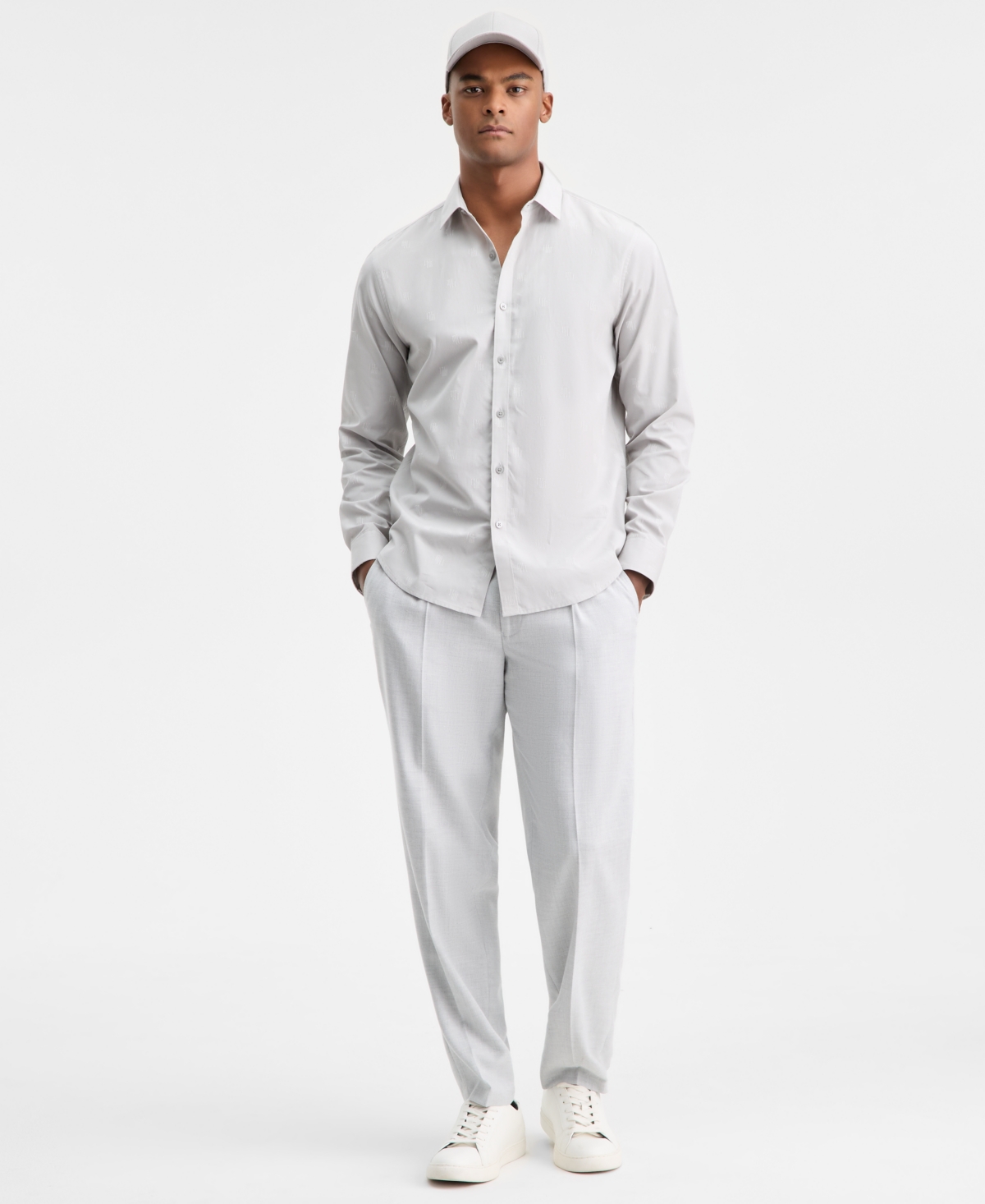 Alfani Men's Long-Sleeve Micro Chevron Shirt, Macy's Exclusive