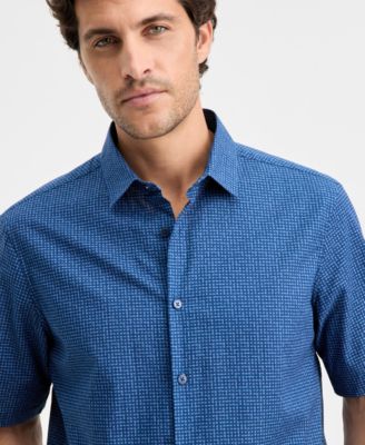 Men's Dot Maze Printed Short-Sleeve Button Shirt, Macy's Exclusive