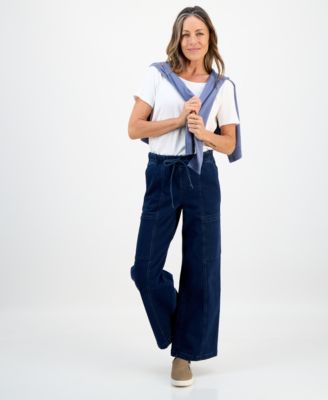 Style & Co - Petite Wide-Leg Utility Jeans