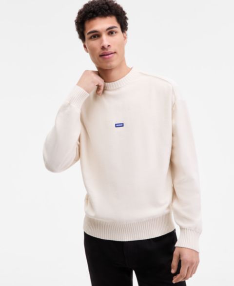 Мужской свитер Hugo Boss San Casey Logo Badge, цвет: Натуральный