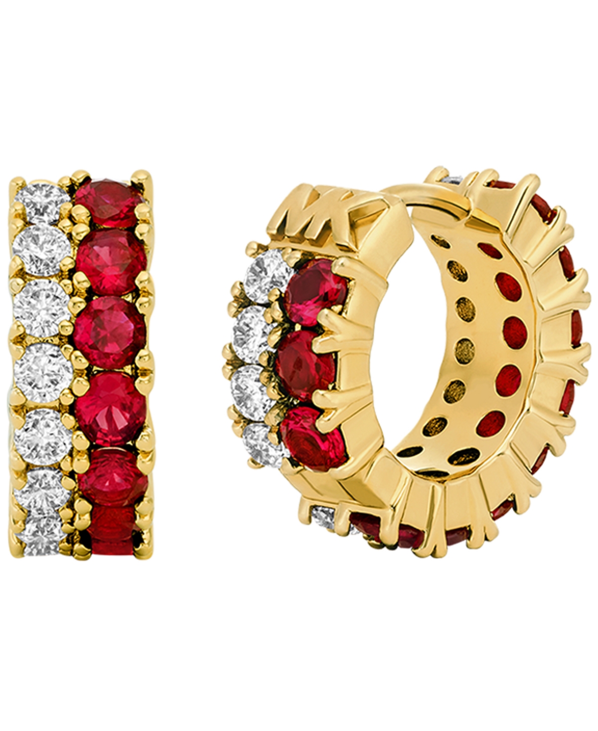 Michael Kors Gold Tone Pave Huggie Earrings