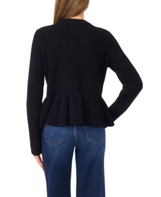 Women's Peplum Pull On Long Sleeve Sweater