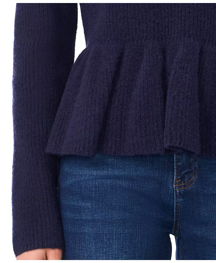 Women's Peplum Pull On Long Sleeve Sweater - thumbnail 2
