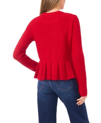 Women's Peplum Pull On Long Sleeve Sweater