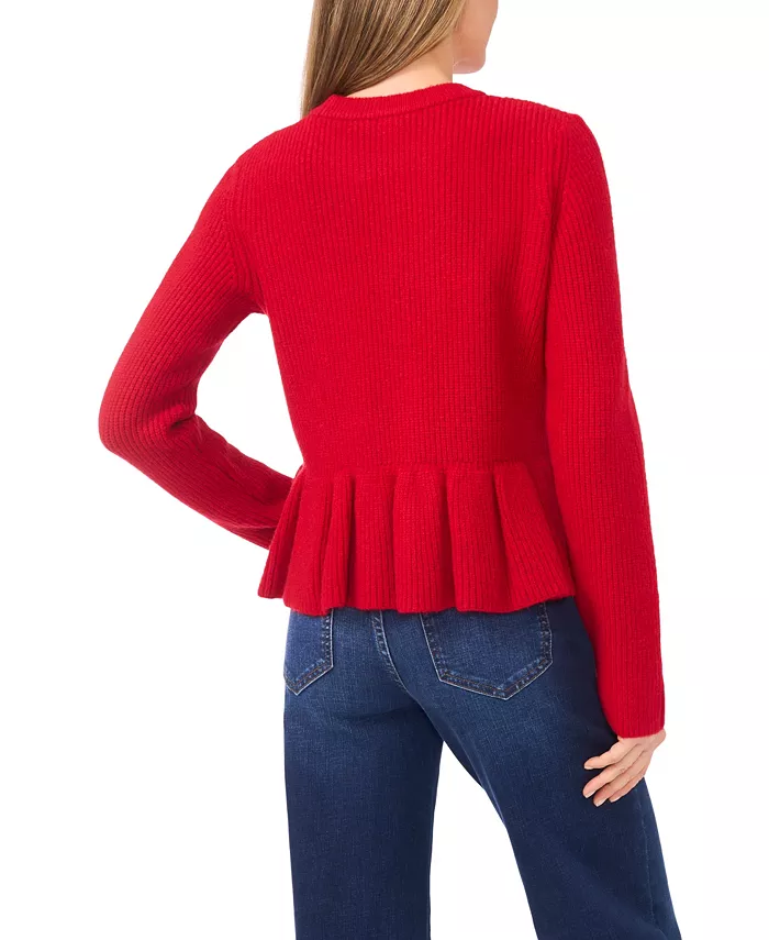 Women's Peplum Pull On Long Sleeve Sweater - thumbnail 9