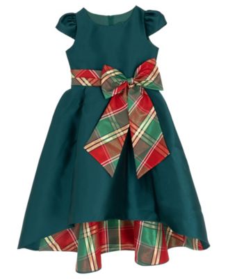 Girls' 2T-6X Mikado Plaid Hi-Lo Dress