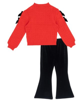 Girls' 4T-6X Textured Sweater and Flare Pants, 2-Piece Set