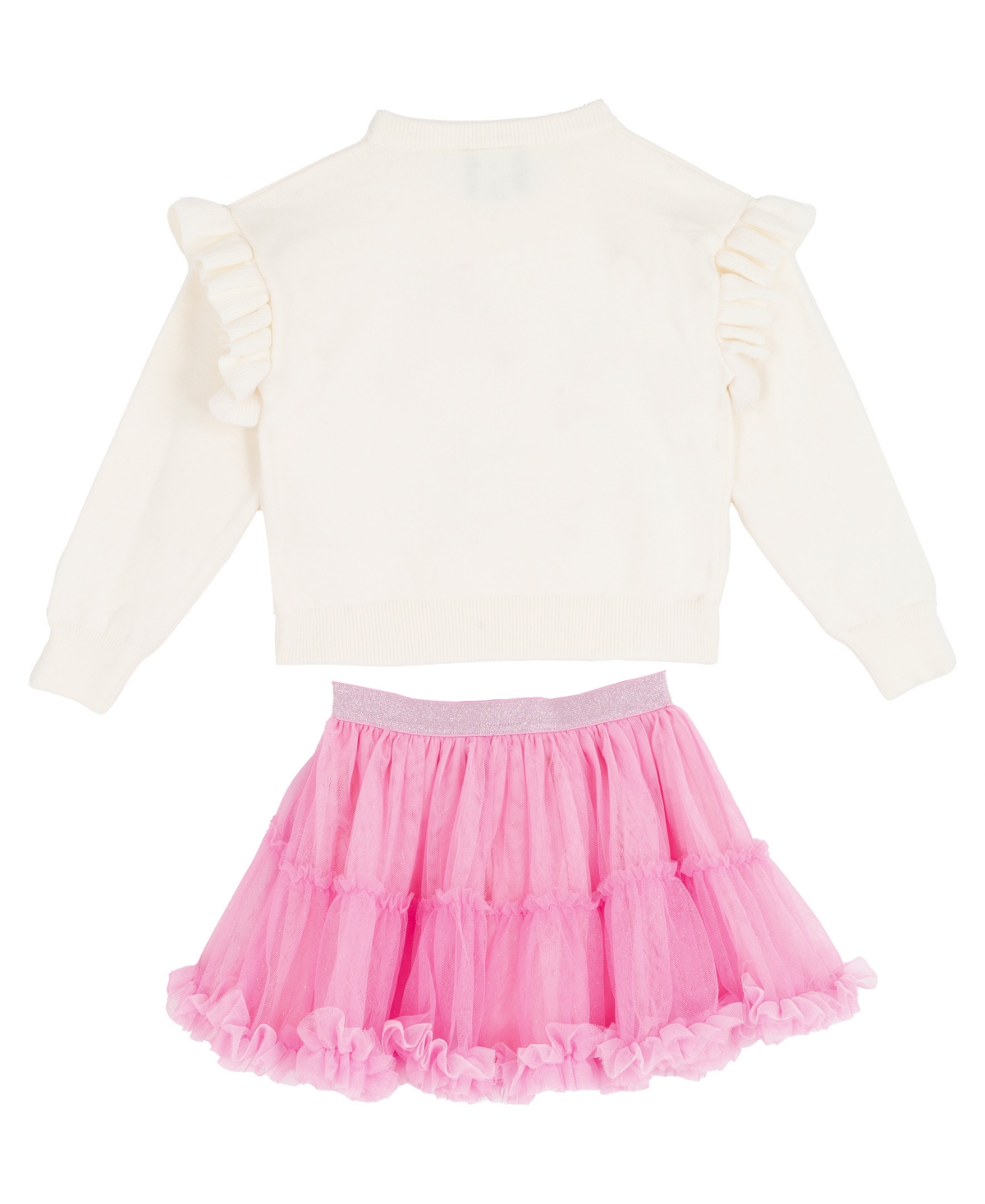 Rare Editions Girls 2t-6x 2-piece Crewneck Sweater And Ruffled Tutu Set In Pink