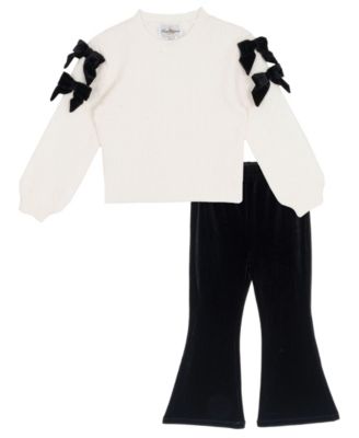 Girls' 4T-6X Textured Sweater and Flare Pants, 2-Piece Set