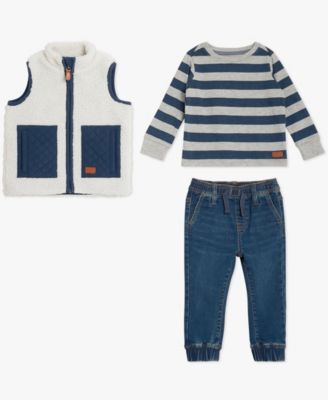 7 For All Mankind - Baby Boys 3-Piece Sleeveless Vest, T-Shirt and Jeans Set