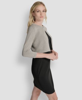 Women's 3/4-Sleeve Button Front Shrug