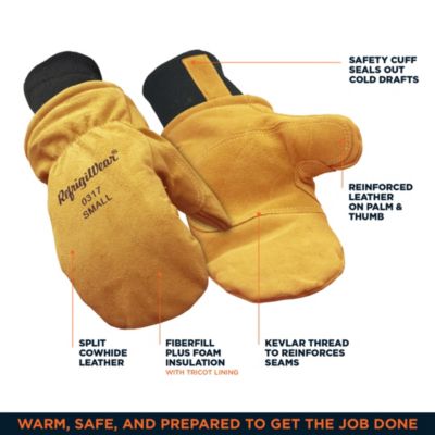 Men's Warm Fleece Lined Fiberfill Insulated Leather Mitten Gloves