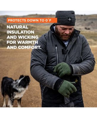 Men's Insulated Wool Leather Palm Glove - Extreme Cold Protection, Durable Leather Palm, Fleece Lining