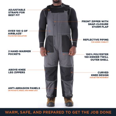 Men's ChillShield Insulated Bib Overalls - Lightweight, Water-Repellent, Durable Workwear for Cold Weather