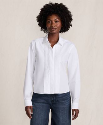 Women's Boxy Cropped No Iron Pintuck Shirt