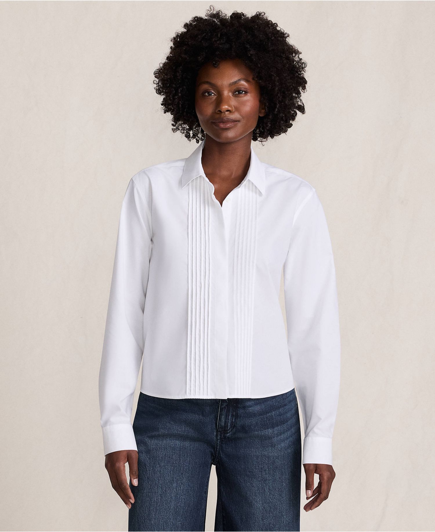 Women's Boxy Cropped No Iron Pintuck Shirt