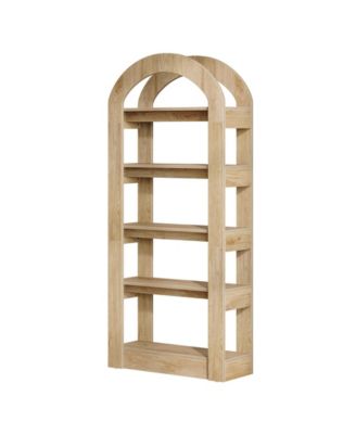 5-Tier Kitchen Pantry Cabinet, Tall Freestanding Pantry Organizer with Arch Design, Wooden Storage Shelf