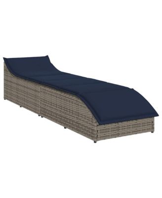 Folding Sun Lounger Grey PE rattan Standard Foldable