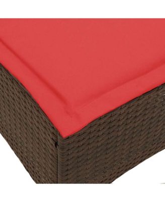 Reclining Patio Sofa with Cushions L-shaped Brown Poly Rattan