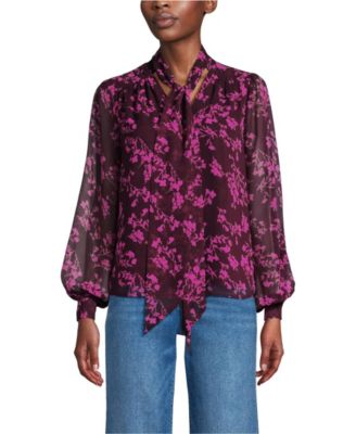 Women's Chiffon Removable Tie Neck Blouse