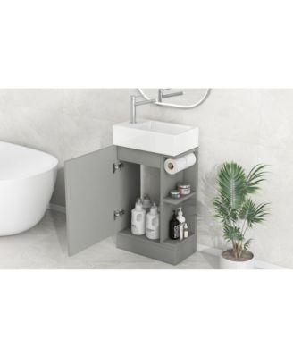 18.6" Bathroom Vanity with Sink, Two-Tier Shelf, Left or Right Orientation, Bathroom Cabinet