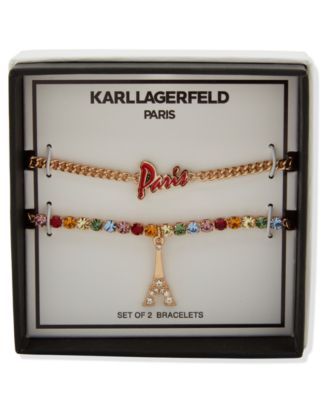 2-Pc. Glass Stone Gold-Tone Paris Slider Bracelet Set