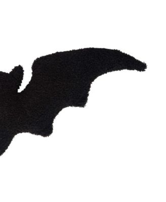 Black Bat Shaped Halloween Accent Pillow 10" x 22"