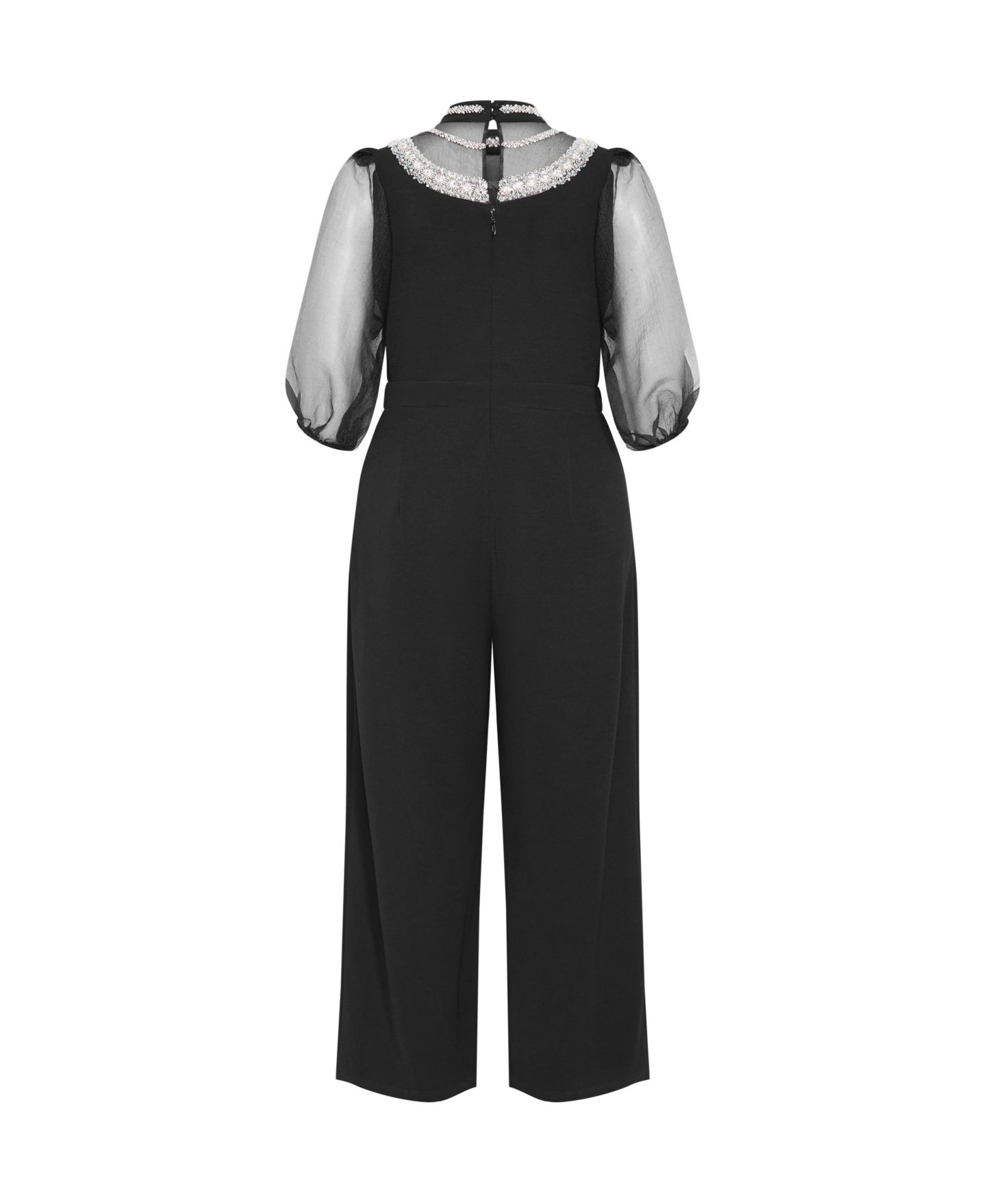 Женский комбинезон CITY CHIC Plus Size Phoenix Sheer Sleeve Jumpsuit, цвет: Чёрный — фото 3