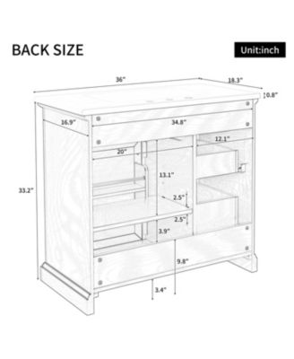 36" Bathroom Vanity with Ceramic Sink, 4 Drawers and 1 Soft-Close Door, Freestanding