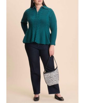 Women's Peplum Zipper Sweater