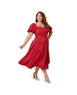 Plus Size Jacquard Sweetheart Swing Dress