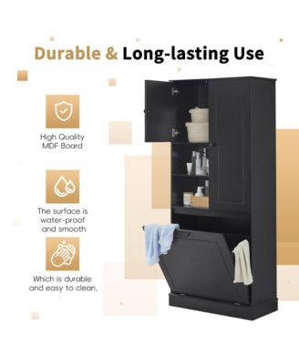 CASAINC 68"H MDF Tall Adjustable Shelves, Flip-Out Basket Storage Cabinet