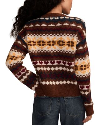 Women's Fair Isle Crew Neck Cardigan Sweater
